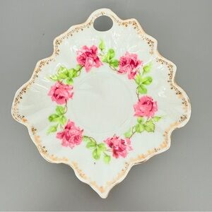 Victoria Austria with Gold Numbers‎ 280 Floral with Gold-Tone Trim Dish
